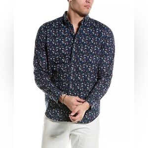 ROBERT GRAHAM Modern Americana Men’s XL Egger Shirt Blue Floral Tailored Fit
